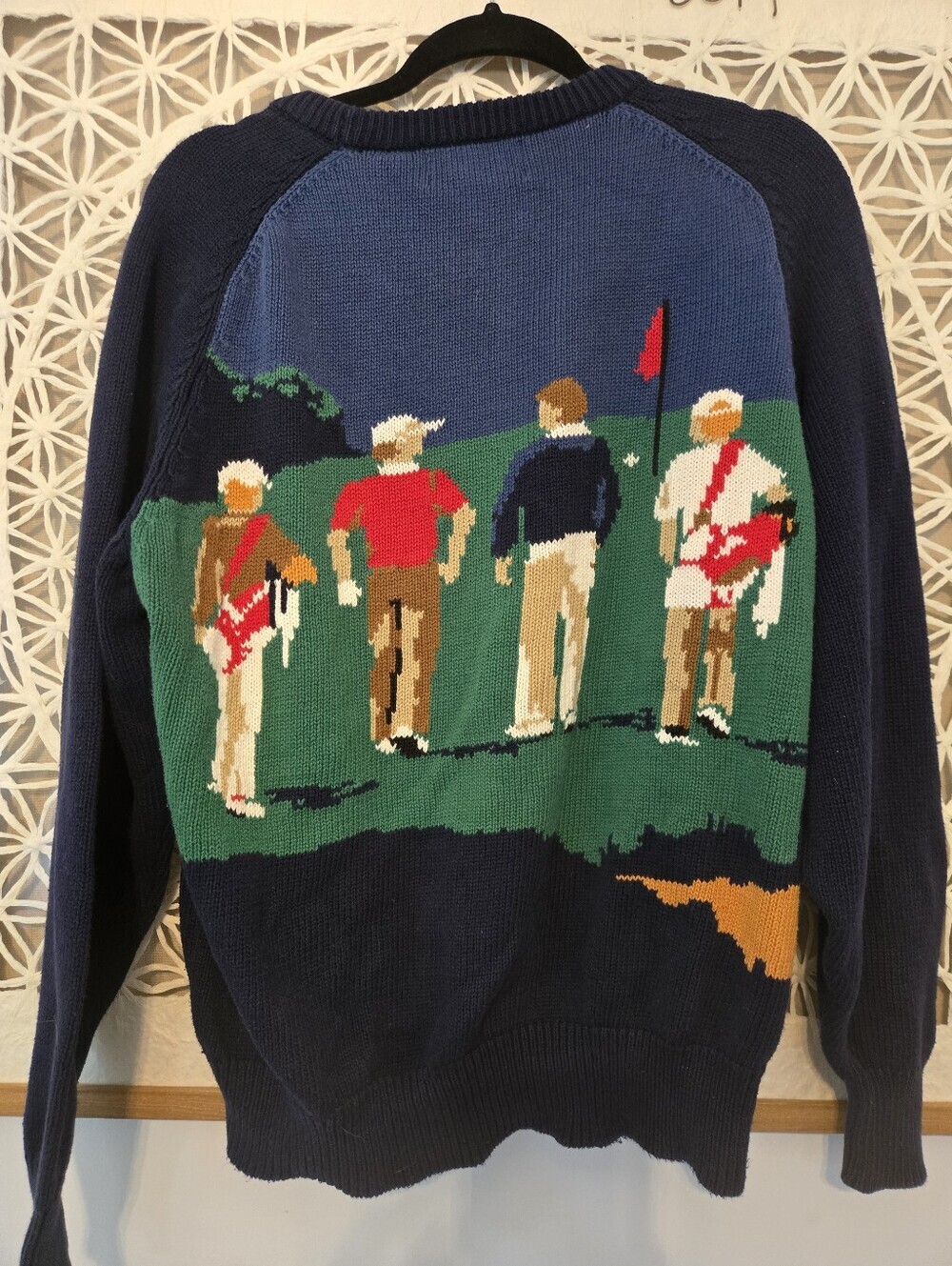 Vintage Hathaway Hand Intarsia Golf Sweater Men’s Large Multicolor 90s Knit - Picture 8 of 8